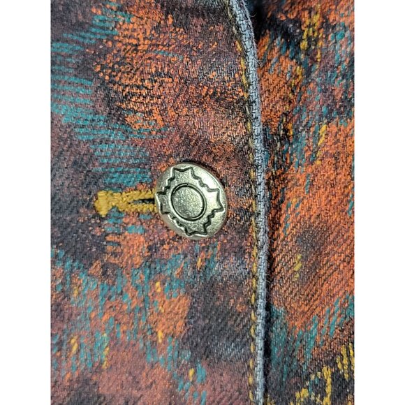 VTG Y2K Chico's SZ 1-US M Multicolor Acid Wash Denim Jacket Trucker Aztec - Picture 5 of 8
